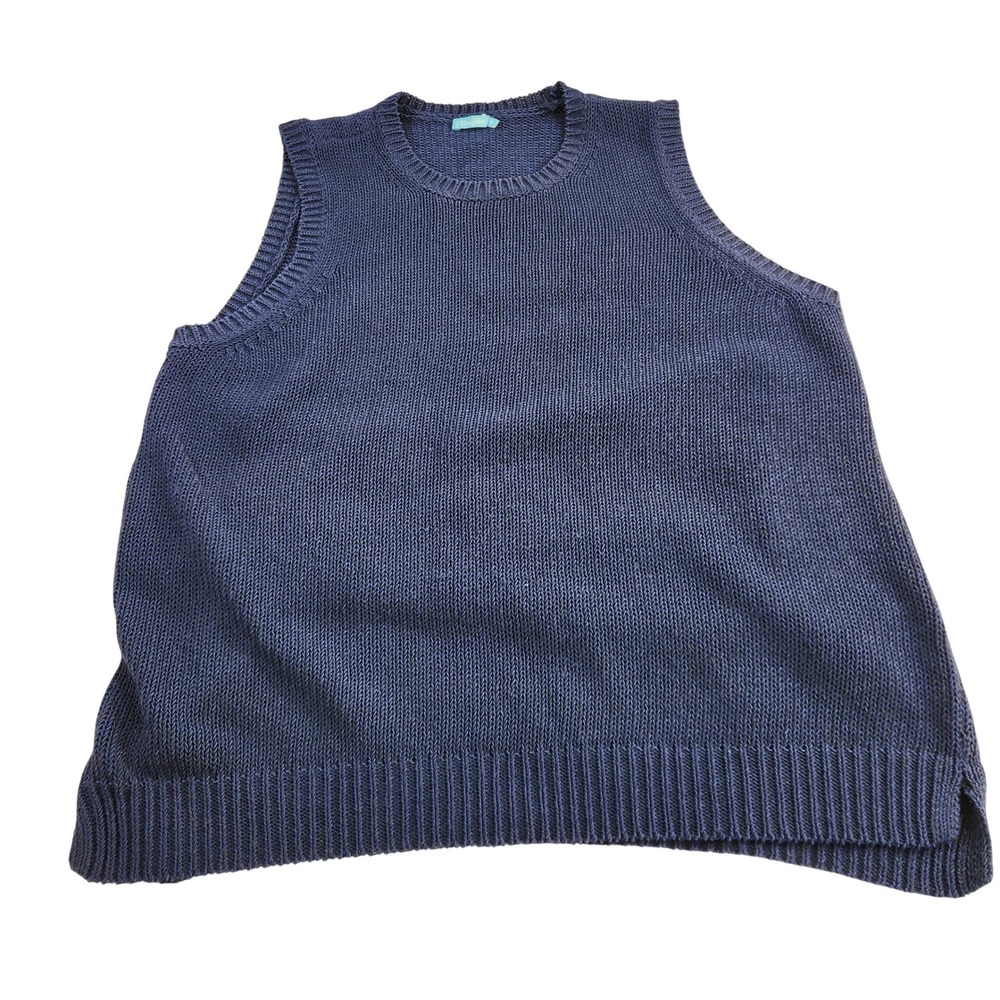 J McLaughlin Mens XL Blue‎ Knit Sweater Vest Crew Neck Preppy Minimalist Top